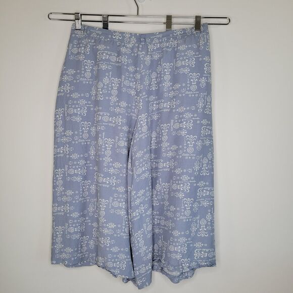 Vintage SK & COMPANY Blue White 2 Piece Set Size 12 90s Culottes Western Co-ord - Picture 7 of 14